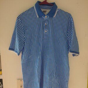 Lands'End Draper James Supima Polo Jacquard Royal Cobalt Checkers Sz S